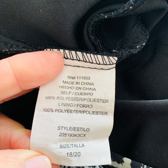 Luxology Dress Women Size 18 20 Black Tan Geometric Aztec Pullover Lined Sheer - Picture 4 of 10